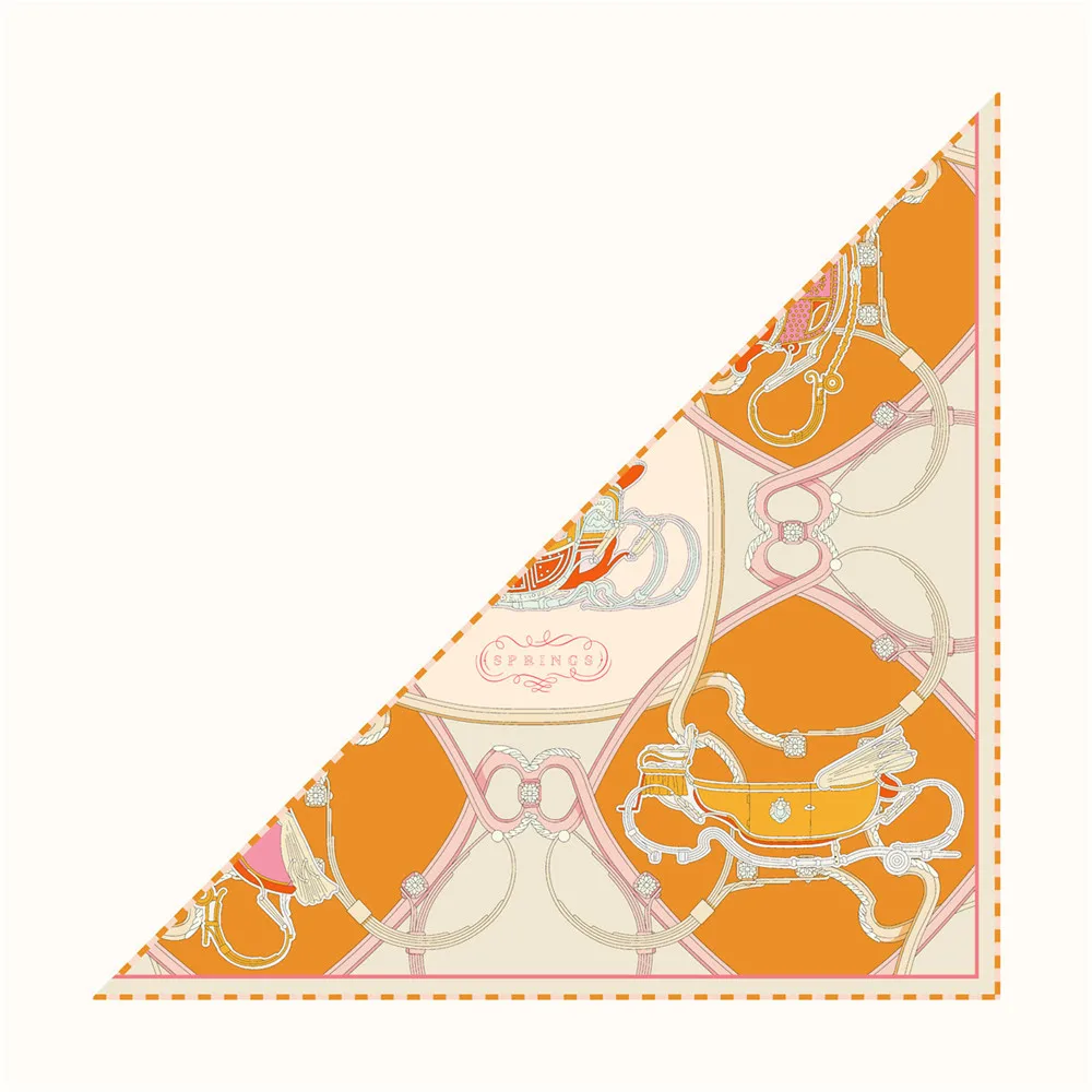 Women Silk Scarf Triangle Shape Bag Accessories Hijab Woman Luxury Head Neck Foulard Femme