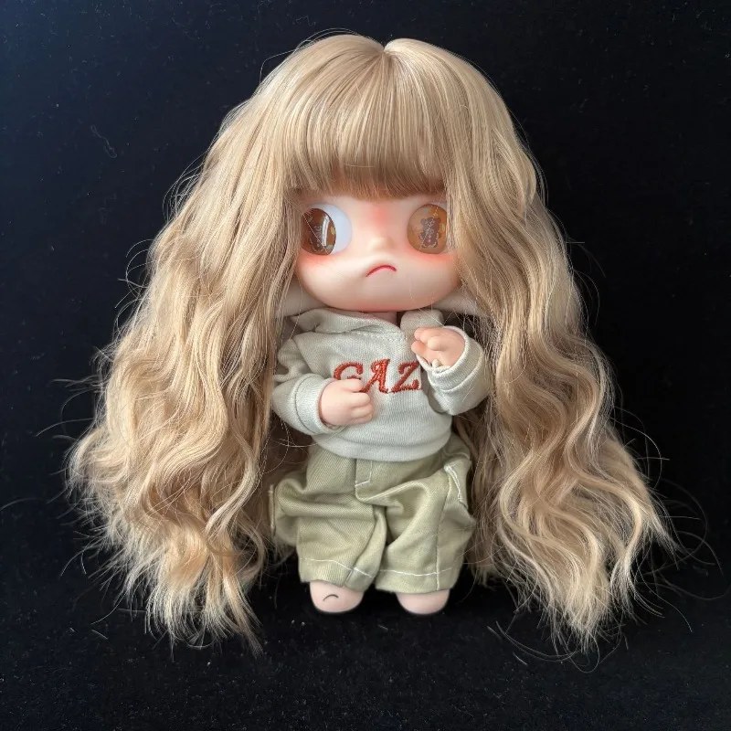 Simulation Doll Fashion Dress Up Long Curly Hair Big Head Doll Girl DIY Makeup Accessories Wig 2D Doll Decoration Prop Wig Cover