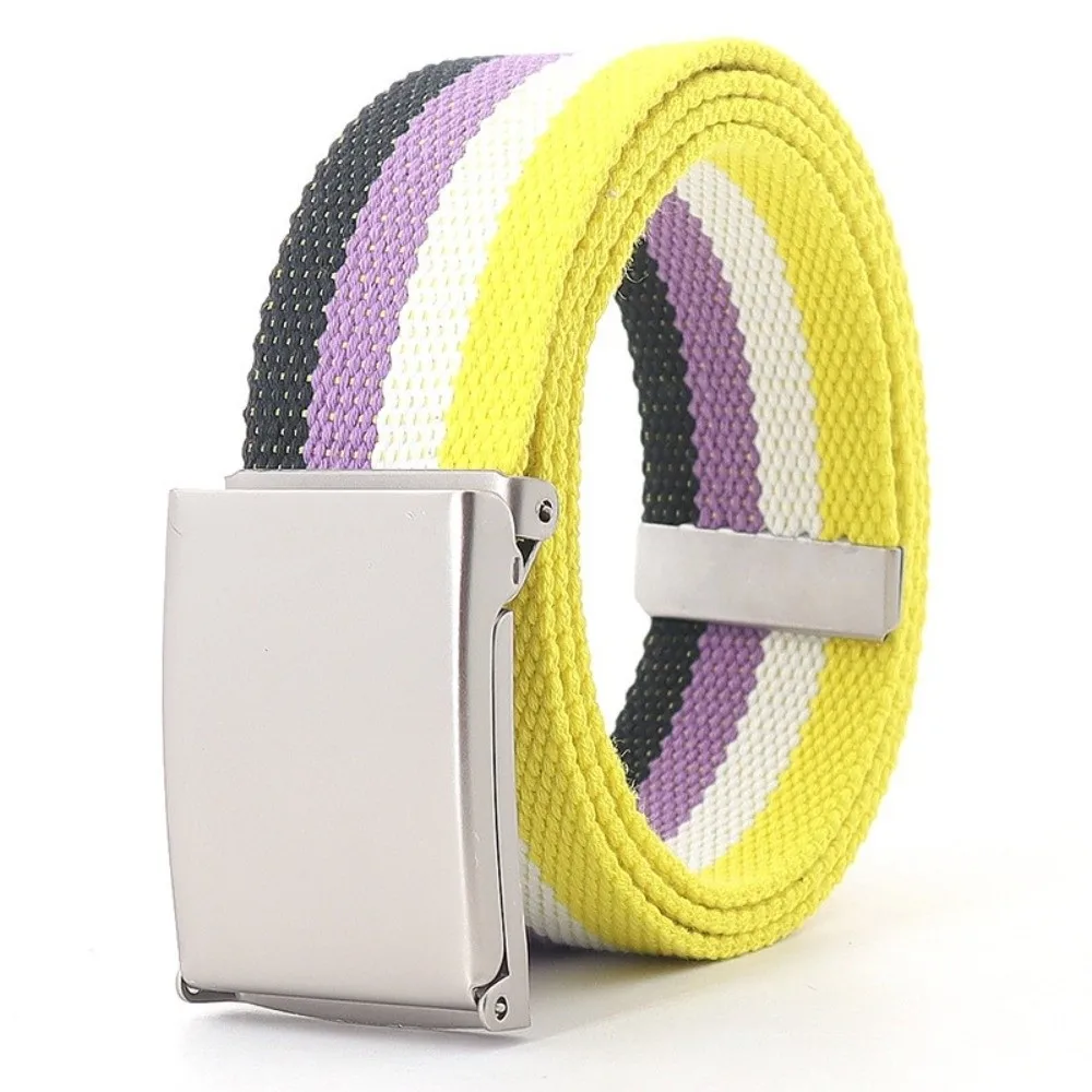 Soft Metal Buckle Canvas Waist Belt Stripe Multifunctional Men's Business Belt Adjustable Jeans Accessories Nylon Belt Outdoor