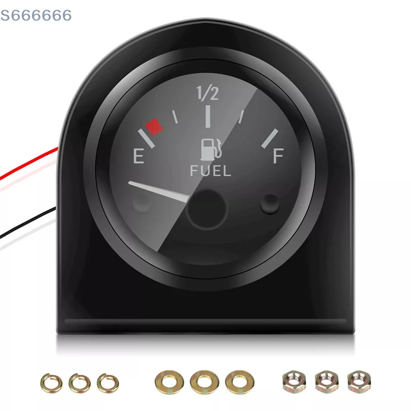 مقاييس السيارات 12 فولت للمركبة 52 مم 2 بوصة مقياس مستوى الوقود عداد السيارة مع ضوء LED أبيض وحافة سوداء