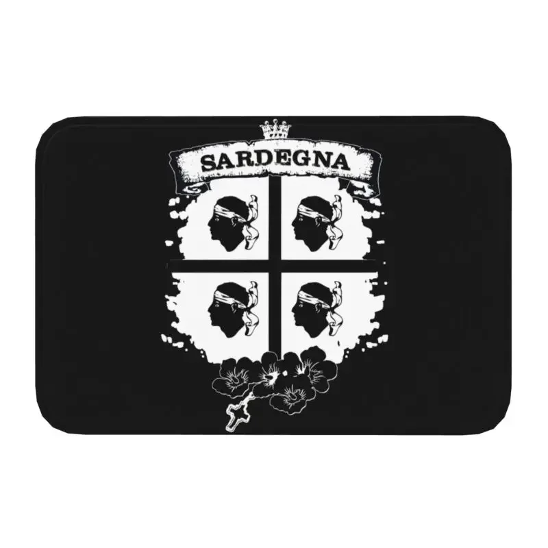 Custom Sardegna Coat Of Arms Doormat Mat Anti-Slip Italy Sardinia Flag Four Moors Bath Kitchen Balcony Rug Carpet 40*60cm