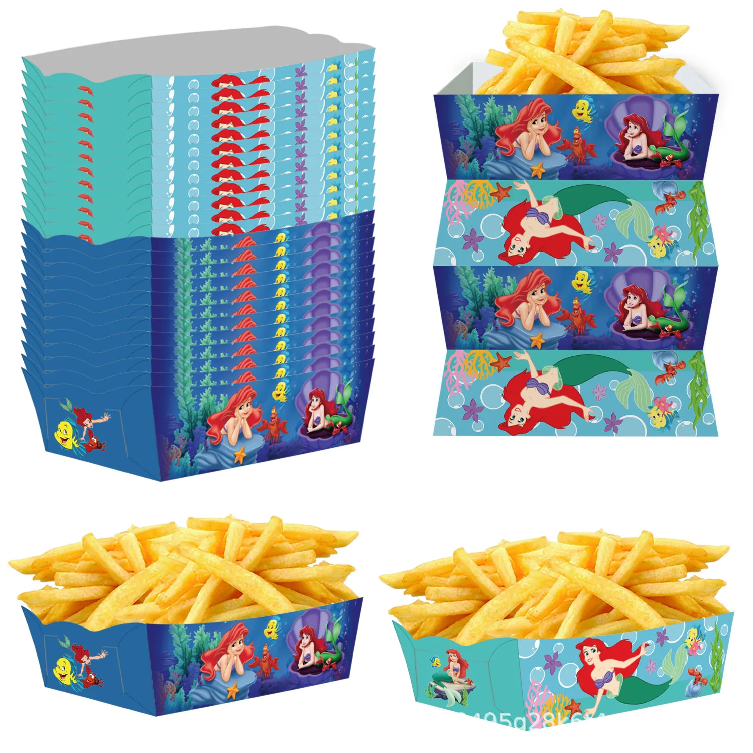 

24Pcs/Set Mermaid Paper Food Serving Trays Candy Snack Popcorn Box for Kids Birthday Party Supplies Party Favors Gifts