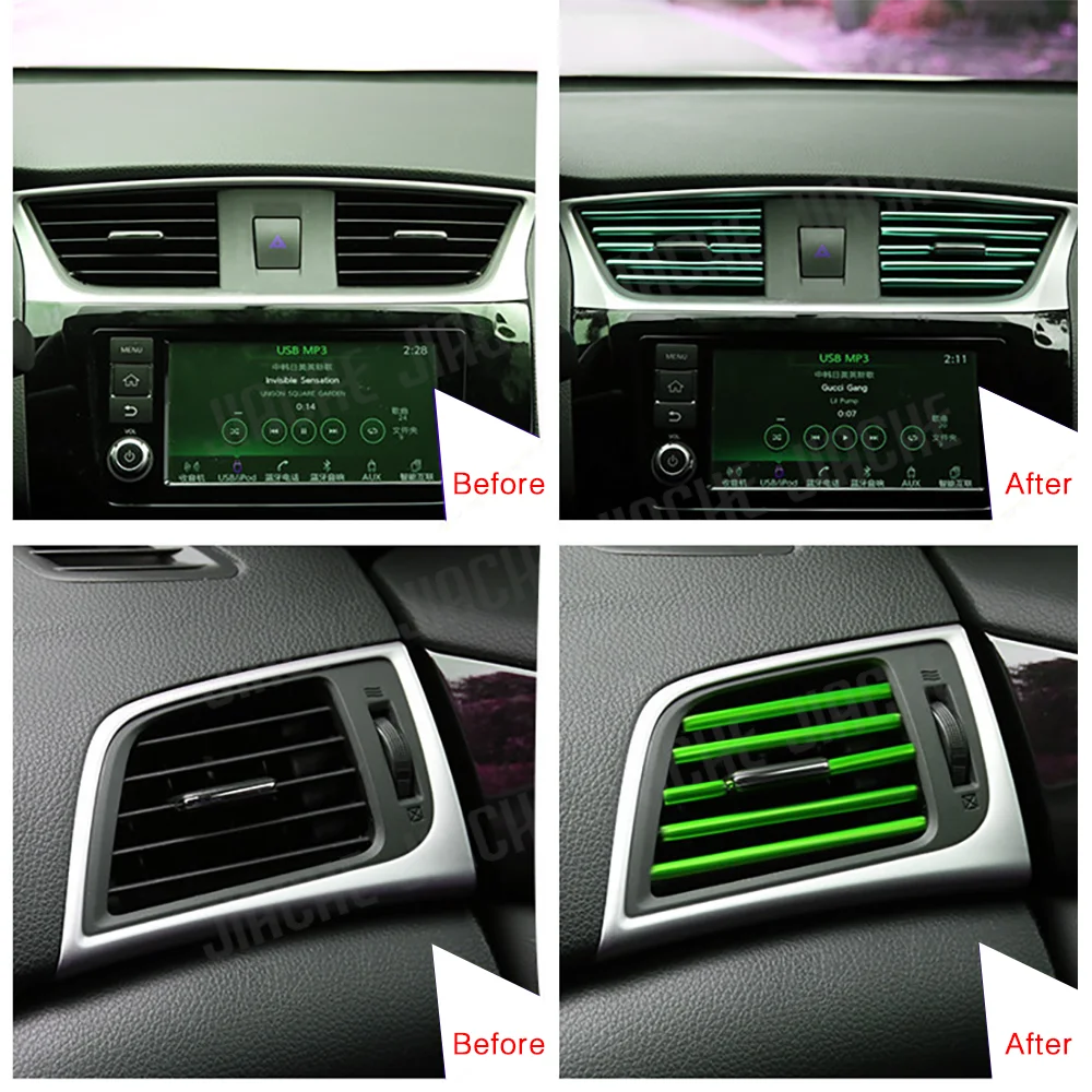 10pcs/set 20cm Universal Car Air Conditioner Vent Outlet Trim Strips U Shape Chrome Colorful Shiny Car Trim Strips Decoration - Image 4