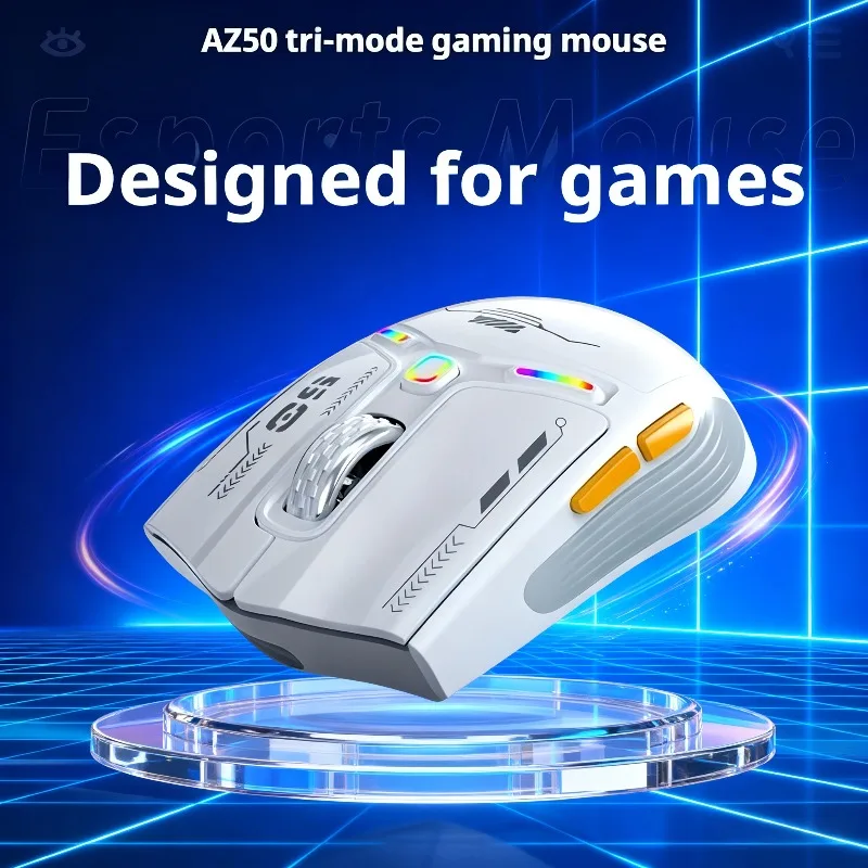 

AZZOR AZ50 игровая мышь трехрежимная PAW3311 беспроводная RGB эргономичная шелковистая сенсорная 12000 точек на дюйм дышащая для ПК геймерские аксессуары подарок