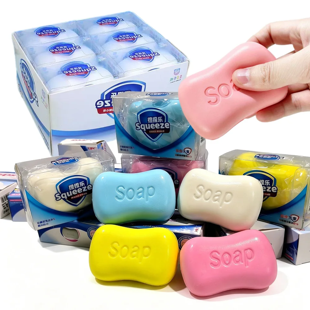 Soap Shaped Squishy, Soft Moist Slow Rising Simulation Soap ASMR Toy, Stress Relief Squeeze Ball, Anxiety Relief Fidget Toy for