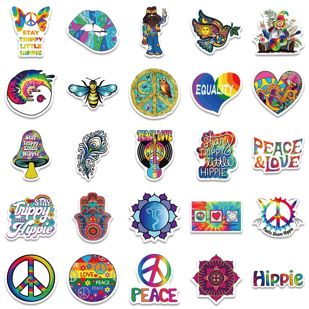 10/30/50PCS New Cartoon Hippie Hippie Sticker Personality Decoration Suitcase Laptop Water Cup Waterproof Wholesale