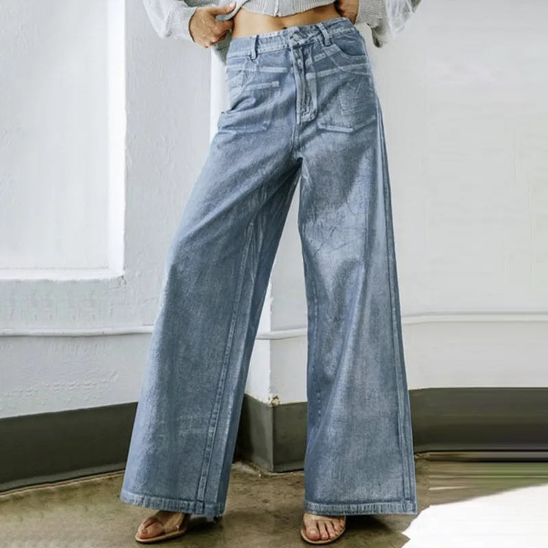 

Women's Casual Wide Leg Jeans 2026 New High Waist Vintage Street Style Denim Pants Spring and Summer Fashion Streetwear Trousers