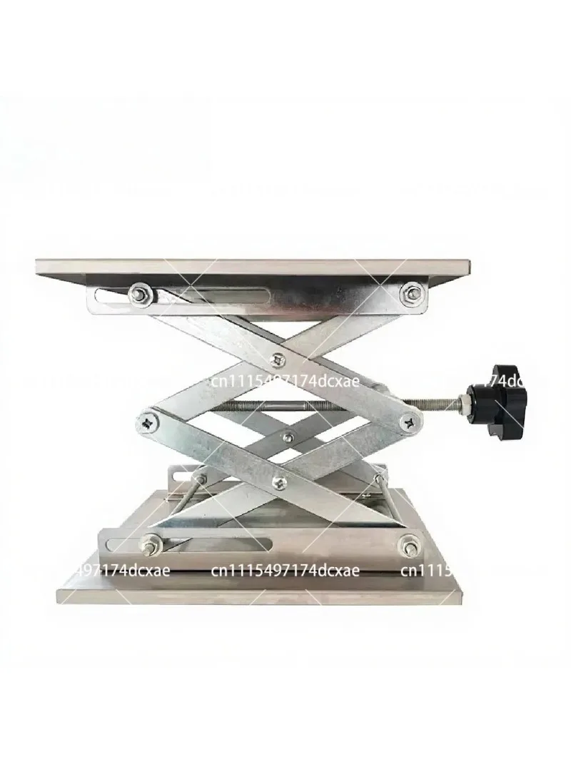 200x200mm Stainless Steel Lab Lifting Table Manual Scissor Lift Platform 45-150mm Height Adjustable Workbench
