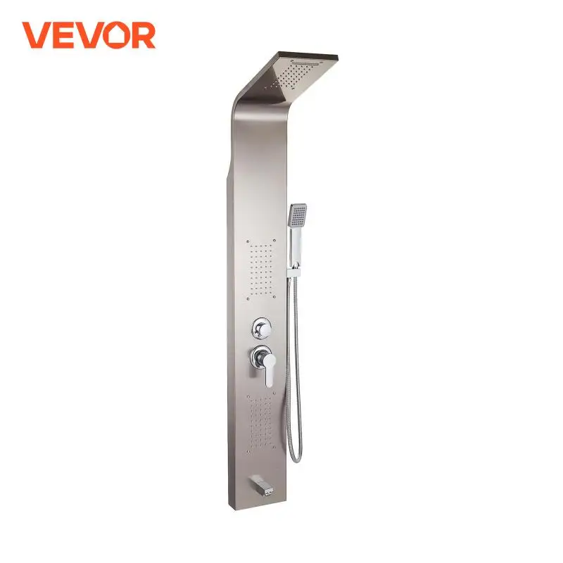 VEVOR 5 in 1 Shower Faucet Bathroom Rainfall Shower Set Waterfall Rain SPA Massage Jet Bath Shower Column Mixer Tap Shower Panel