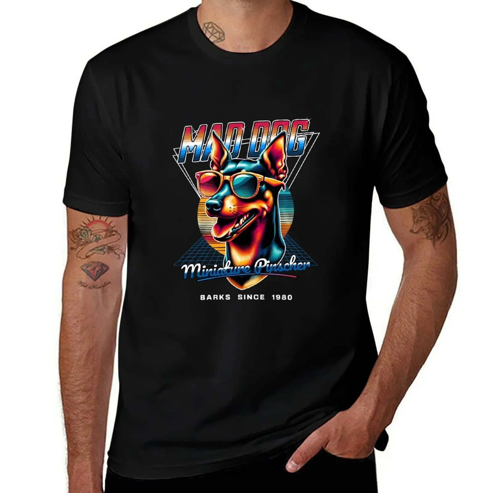 

Mad Dog Miniature Pinscher Dog T-Shirt valentines boutique clothes man t shirt customs design your own t shirts for men cotton
