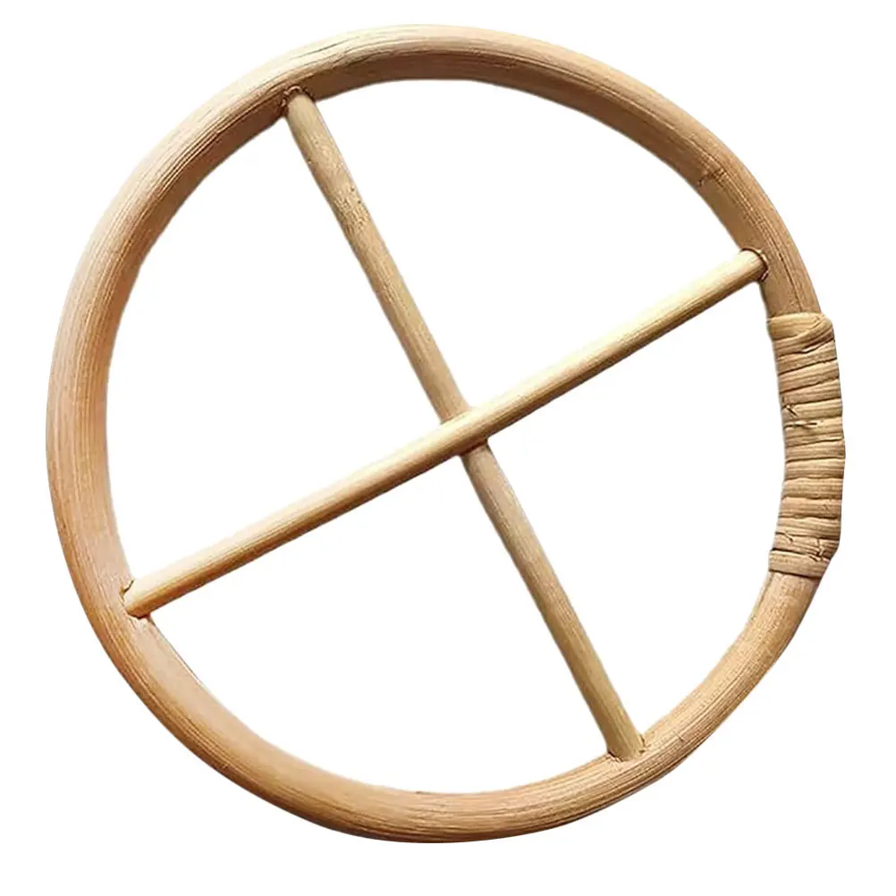 

Bamboo Wind Chime Part Hollow Top Bamboo Frame Steering Wheel Design Outdoor Decor DIY Craft Windchime Ring Wind Chime Parts