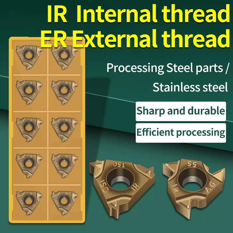 

UFS TAP 10PCSNumerical Control Internal and External Thread Blades 16ER/IR1.0-3.0 ISO Internal Thread Blades for Stainless Steel