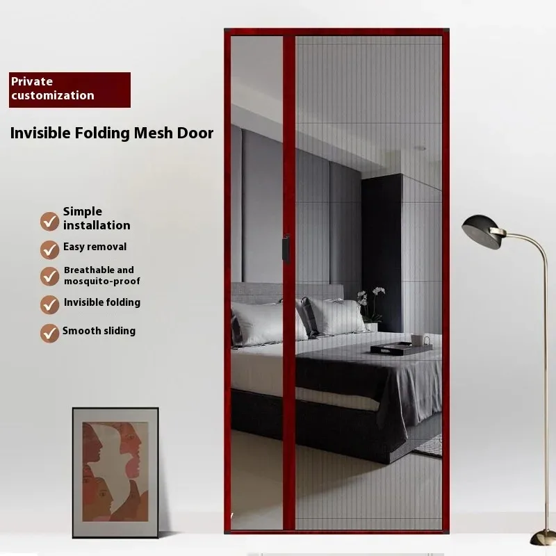 

Stainless steel push-pull folding screen door invisible summer ventilation balcony window mosquito proof throughout the summer