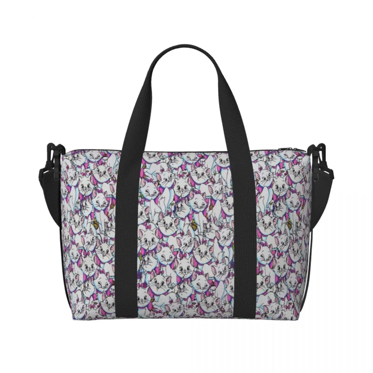 

Custom Maries Cat Manga Pattern Tote Bag Women Large Capacity Beach Gym Travel Bags
