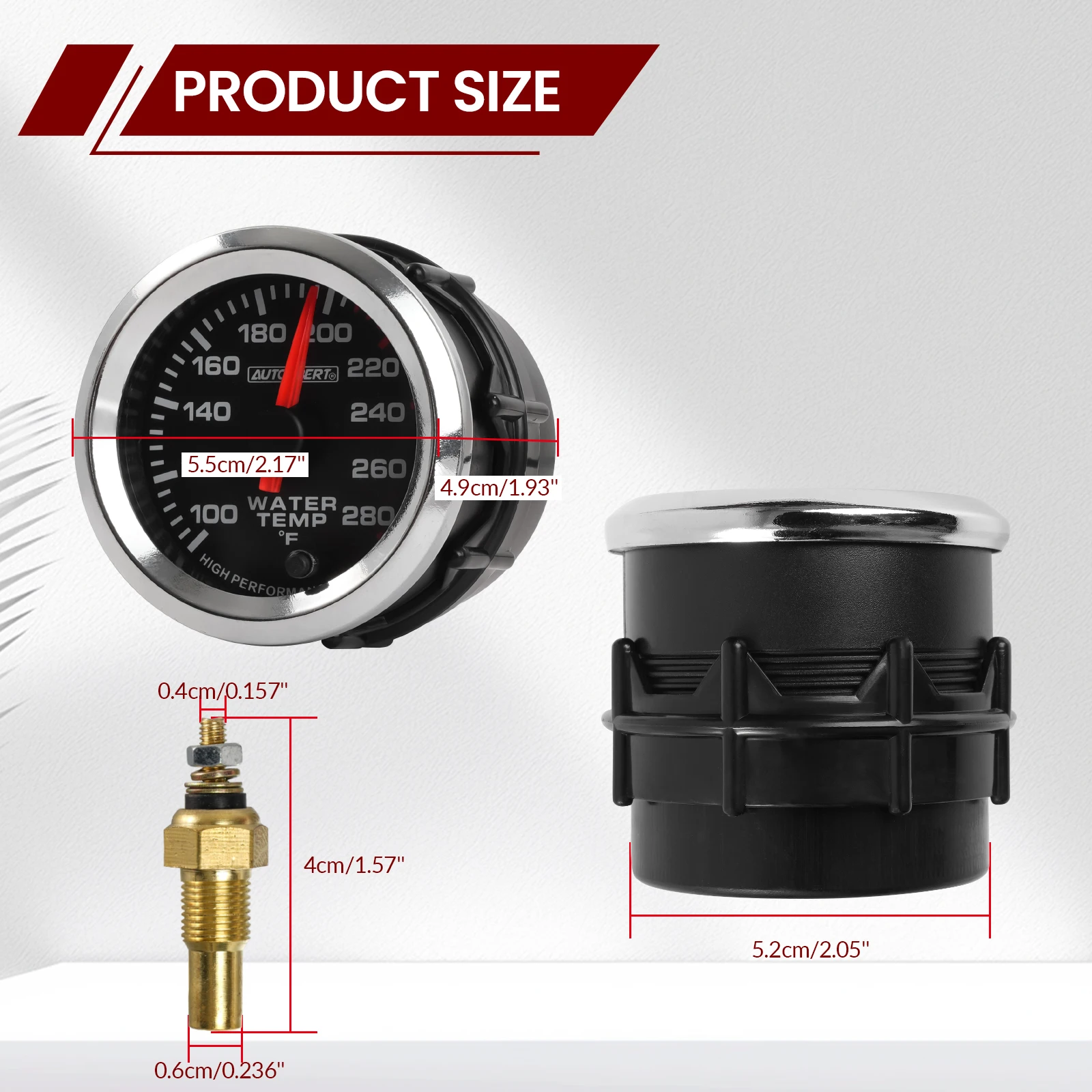 Universal 2 "52 มม.อุณหภูมิน้ําอุณหภูมิ Mechanical Meter W/ 1/8" NPT Sensor 7 สี LED Backlight องศาเซลเซียสฟาเรนไฮต์