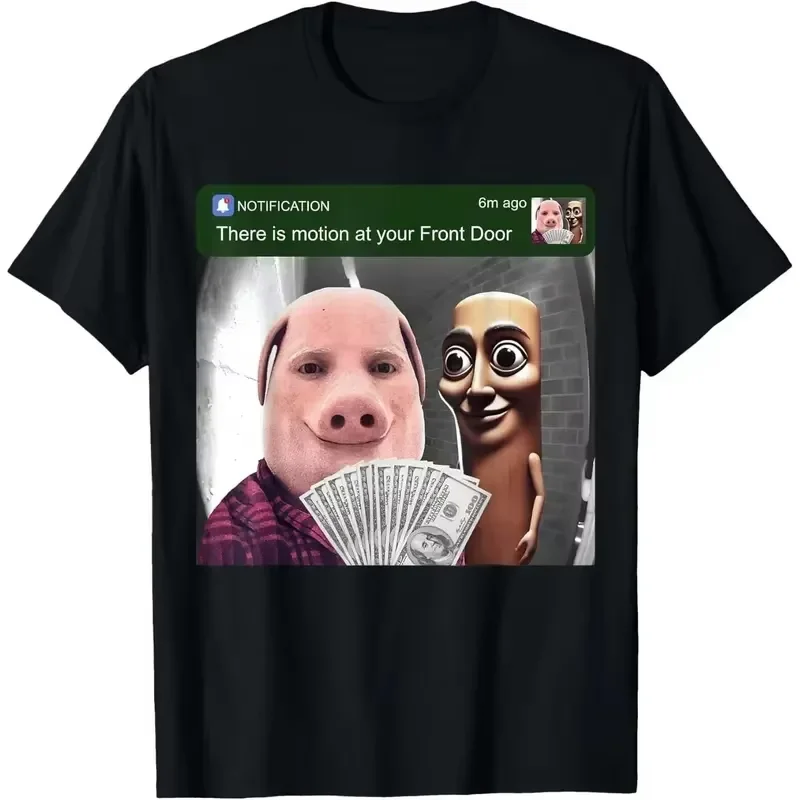 T-Shirt | Funny Doorbell Notification Graphic Tee | Absurd Virtual Influencer Stickman Character Meme Clothes for Men Women
