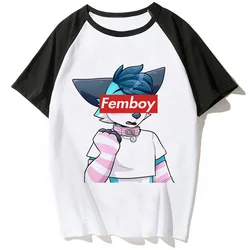 Furry t shirt women streetwear comic anime tshirt girl comic manga y2k clothes