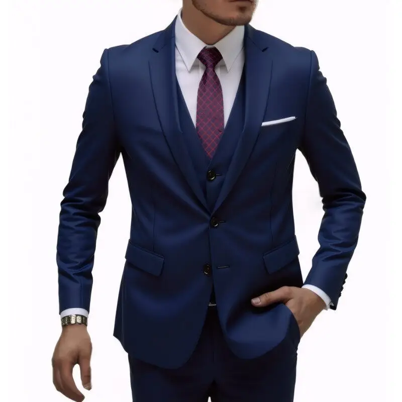 

2025 New Beige Suit Men Business Tuxedos Formal 3 Piece Set Jacket Vest Pants Single Breasted Groom Groomsman Prom Wedding Party