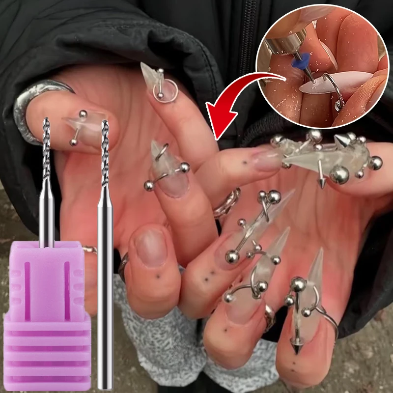 

Сверло для пирсинга ногтей, ювелирные изделия, открытое кольцо, декоративный пирсинг, шлифовальная головка из вольфрамовой стали, инструмент для точного пробивания отверстий