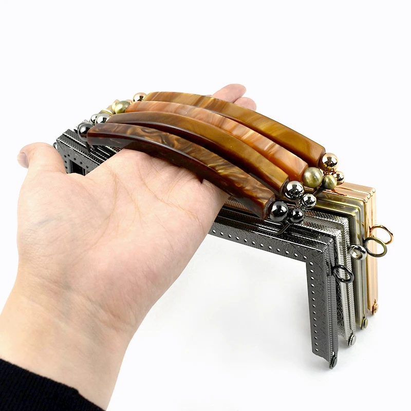 1/2Pc Meetee 21cm Embossed Metal Purse Frame Kiss Clasp for Women's Bag Handle Handbag Lock Sewing Brackets DIY Bags Accessories