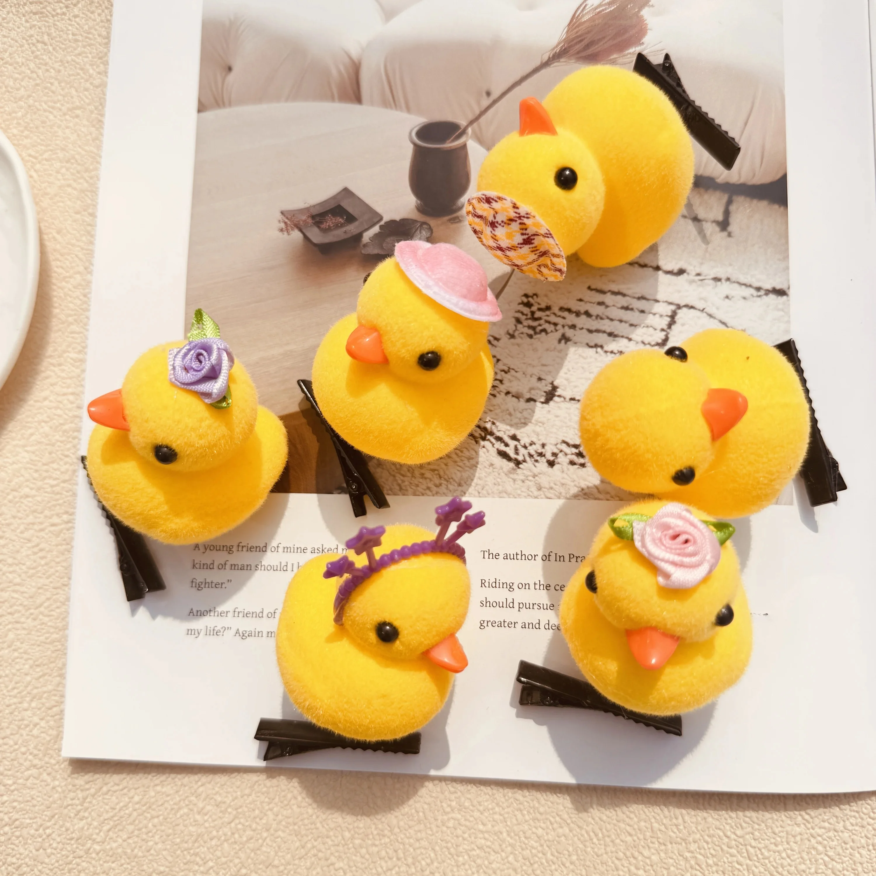 Adorable Cartoon Duck Hair Clip Velvet Spring Clamp Funny Children Universal Hair Accessories Korean Style Fashion Hairpins