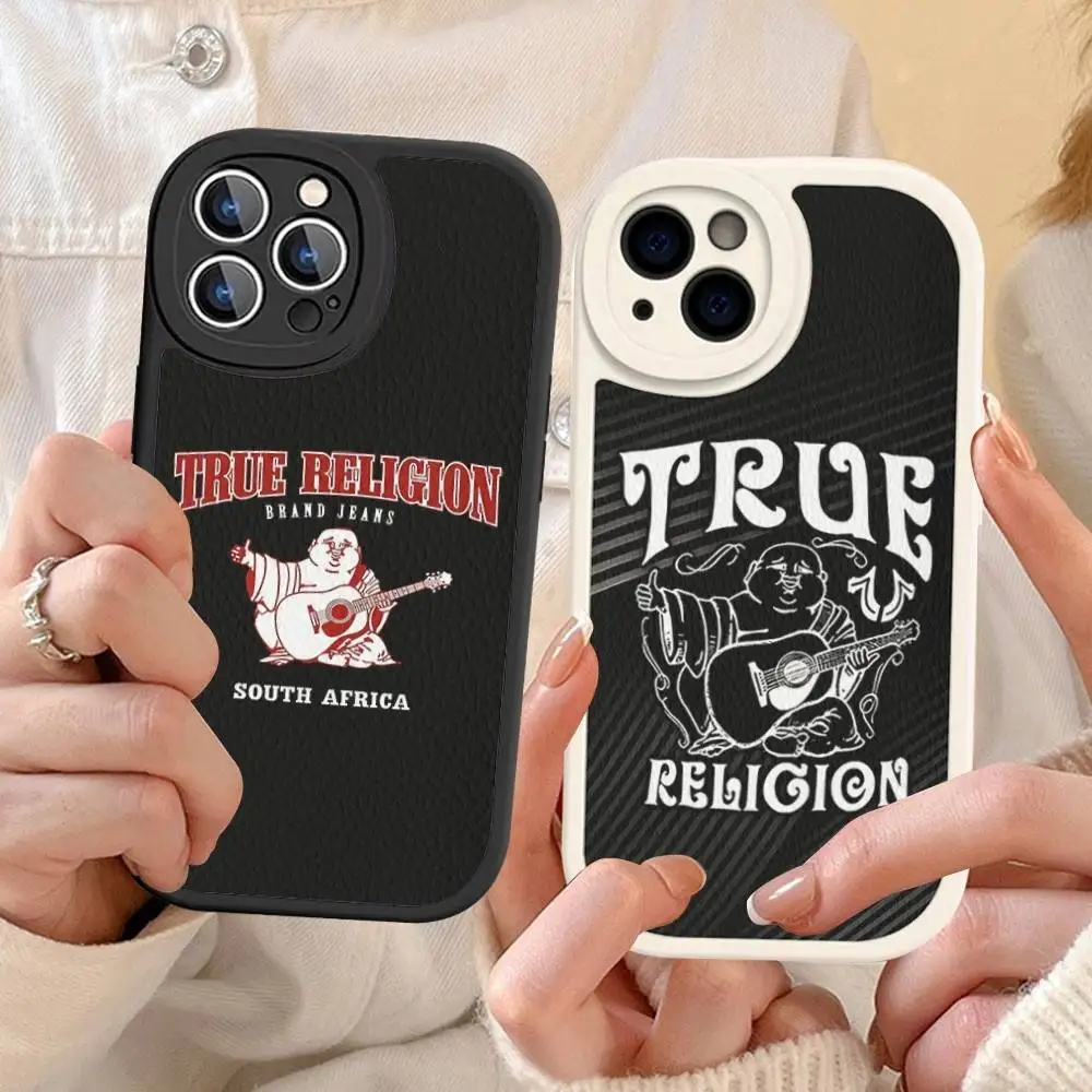 

Denim T-True Religion Phone Case Hard Leather For IPhone 14 13 16 Mini 15 14 11 12 Pro Max Plus Fundas
