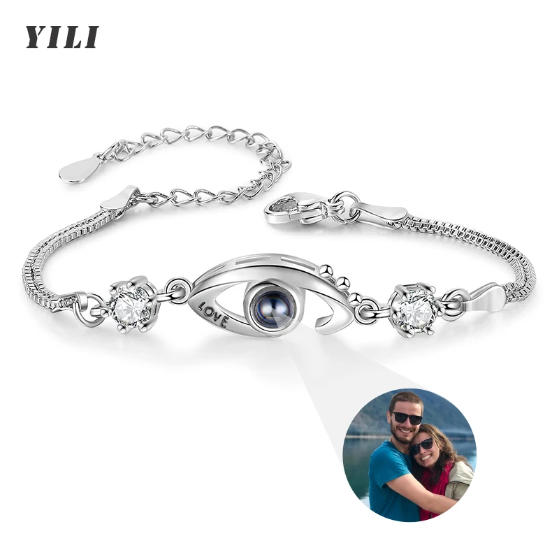 Custom Picture Bracelet Personalized Photo Projection Evil Eye Bracelet Personalized Photo Memorial Bracelet for Women Mom