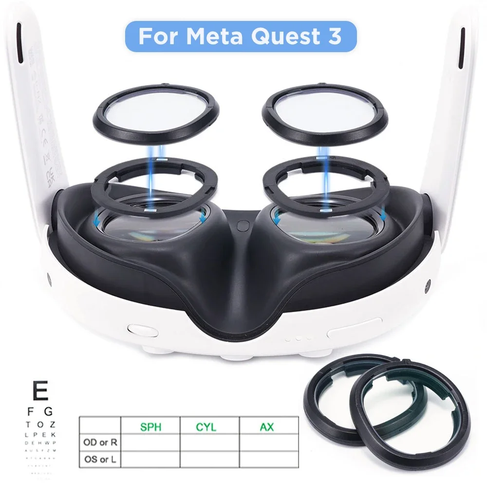 Okulary korekcyjne do Quest 3, magnetyczne oprawki, soczewki VR na receptę, redukujące niebieskie światło i odblaski, akcesoria do Meta Quest 3 — zdjęcie produktu 2