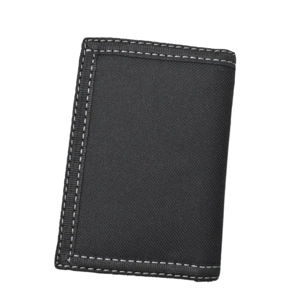 

Fashion Black Men's Short Wallet Touch Fastener Multi-position 3 Fold Purse Leisure Durable Male Oxford Cloth Purse Daily Use