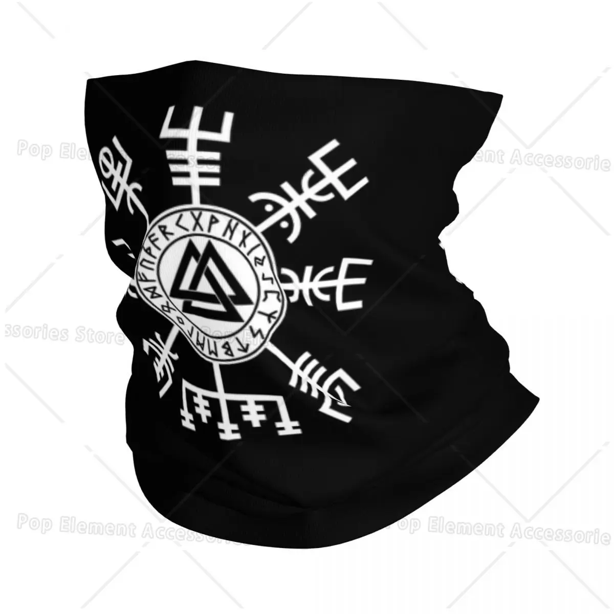 Viking Compass Vegvisir Valknut Symbol Runes Bandana Neck Gaiter Printed Face Scarf Warm Headband Outdoor Sports Unisex Winter