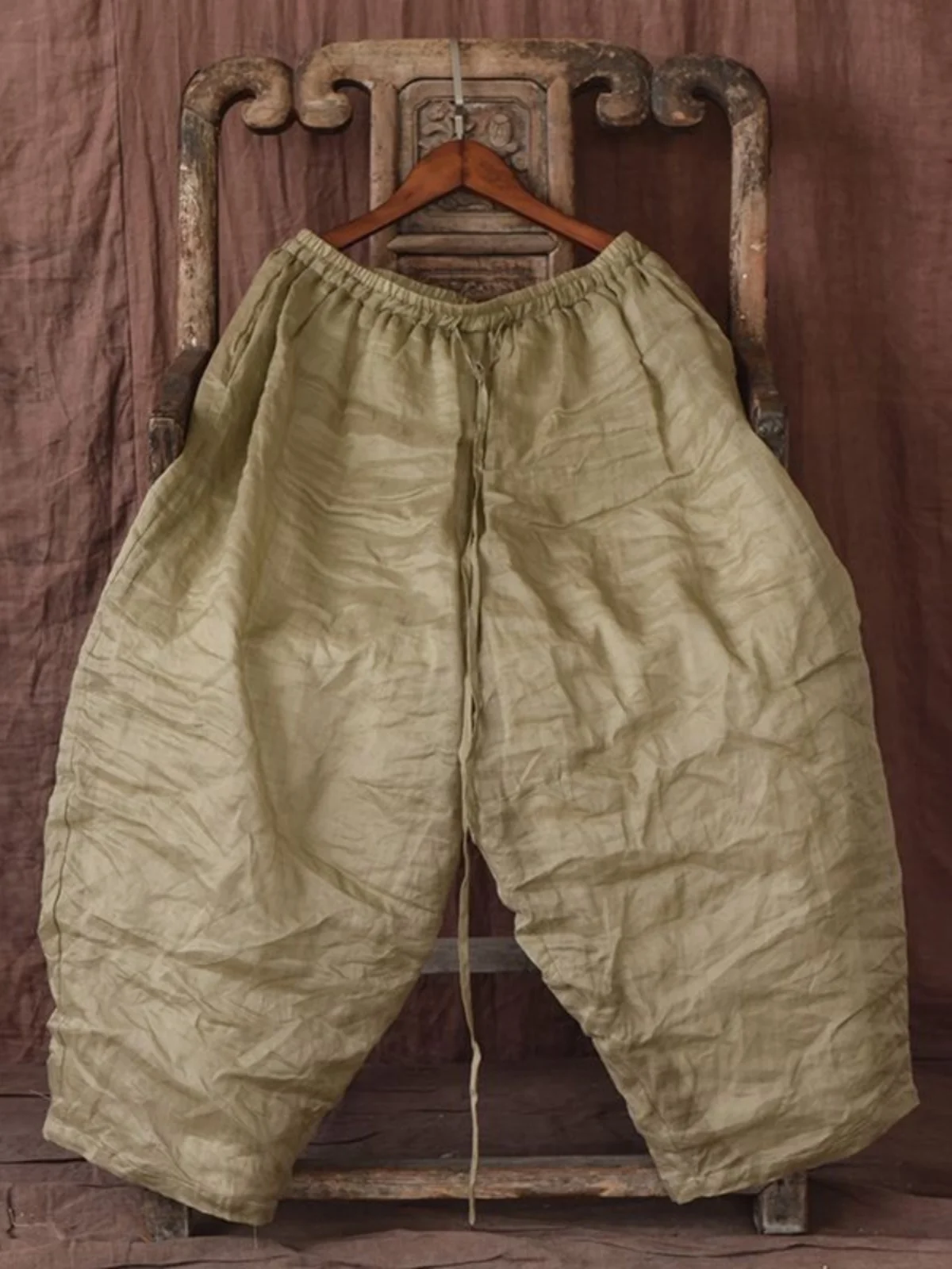 

Retro Zen Thin Wide Leg Pants Loose Casual Cotton Linen Rutabaga Pants Women Summer Artistic Loose Fit Lightweight Trousers