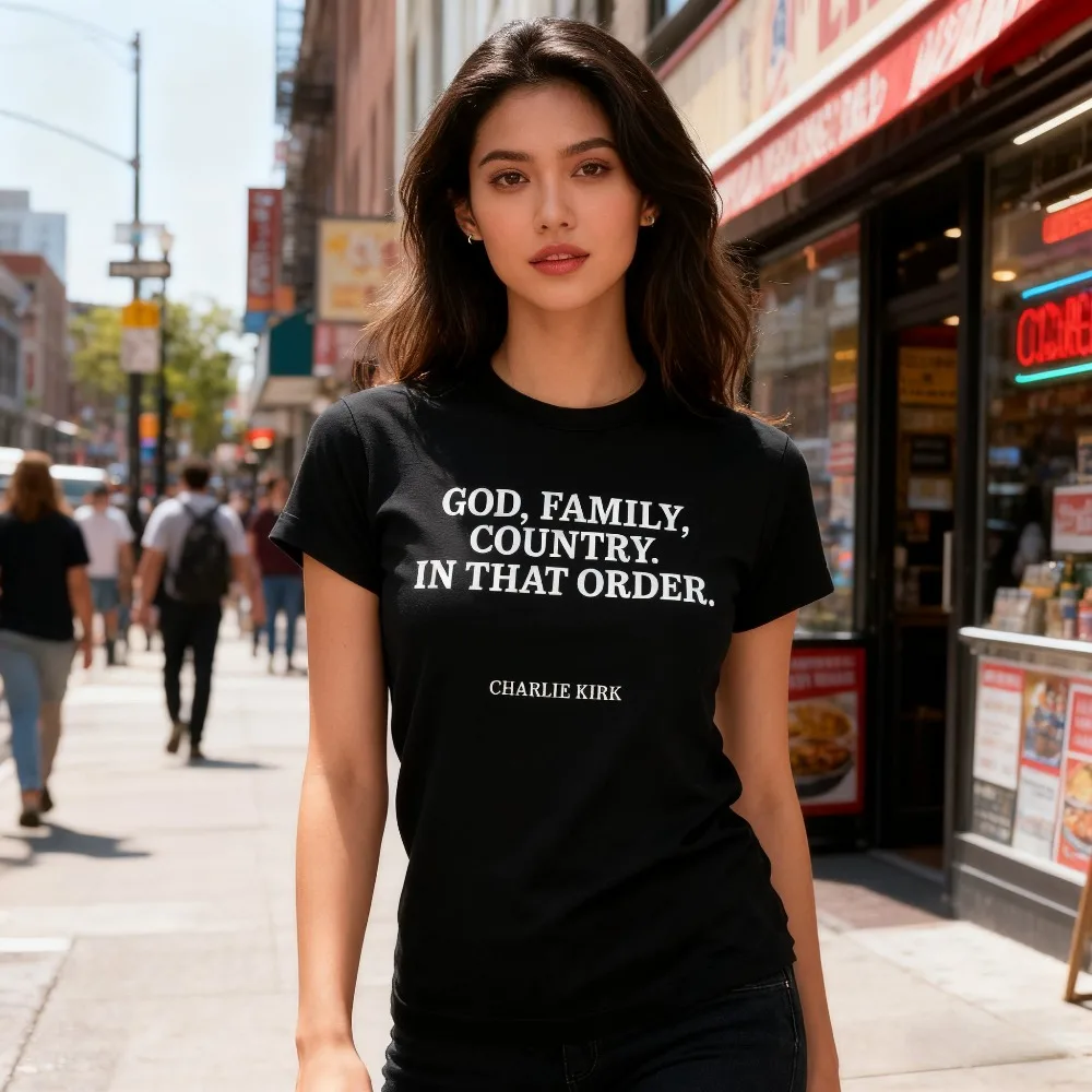 

God Family Country in That Order USA Patriotic Charlie Kirk Shirt RIP Charlie Always Remember Clothing Men Women Patriot Tee Top