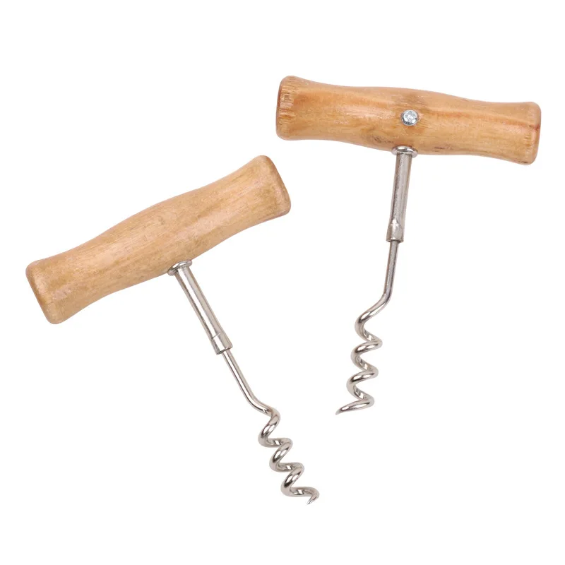 1PCS Cute Wine Opener with Wooden Handle Stainless Steel Corkscrew Wine Bottle Opener Easy Novelty Fun Wine Wing Wood Tools Hot