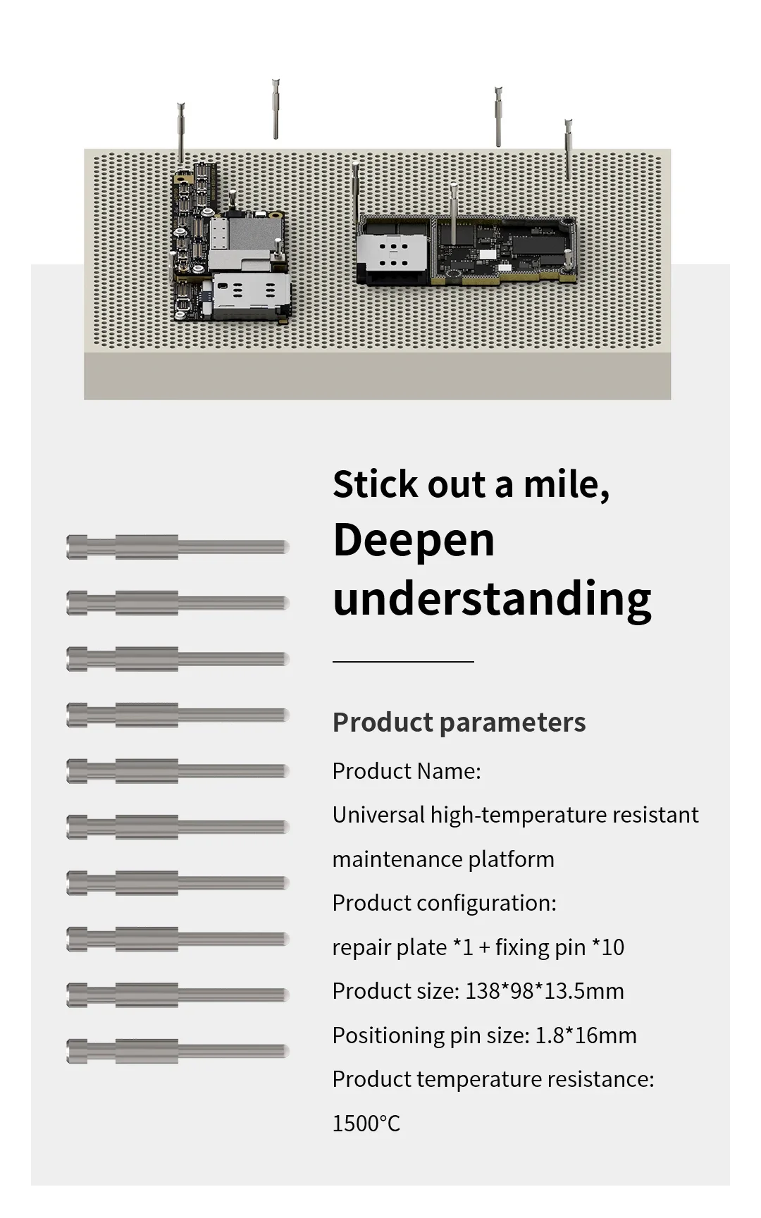 

18 kinds Universal high temperature resistant repair platform PCB chip IC motherboard fixing table pin fix auxiliary positioning