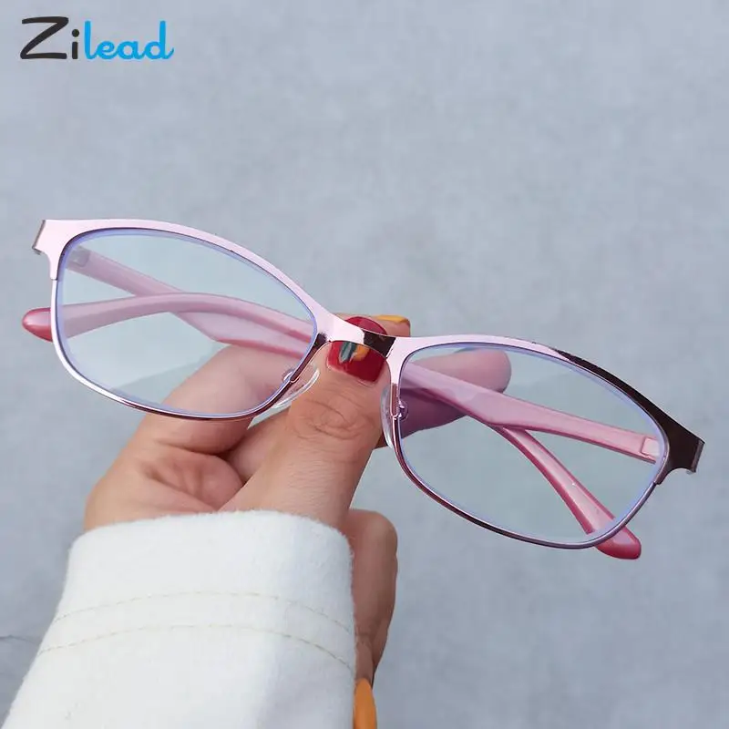 Zilead Anti Blue Light Myopia Glasses Women Ladies Oval Nearsighted Optical Eyeglasses Vintage Computer Diopters Eyewear 0-1-2-5