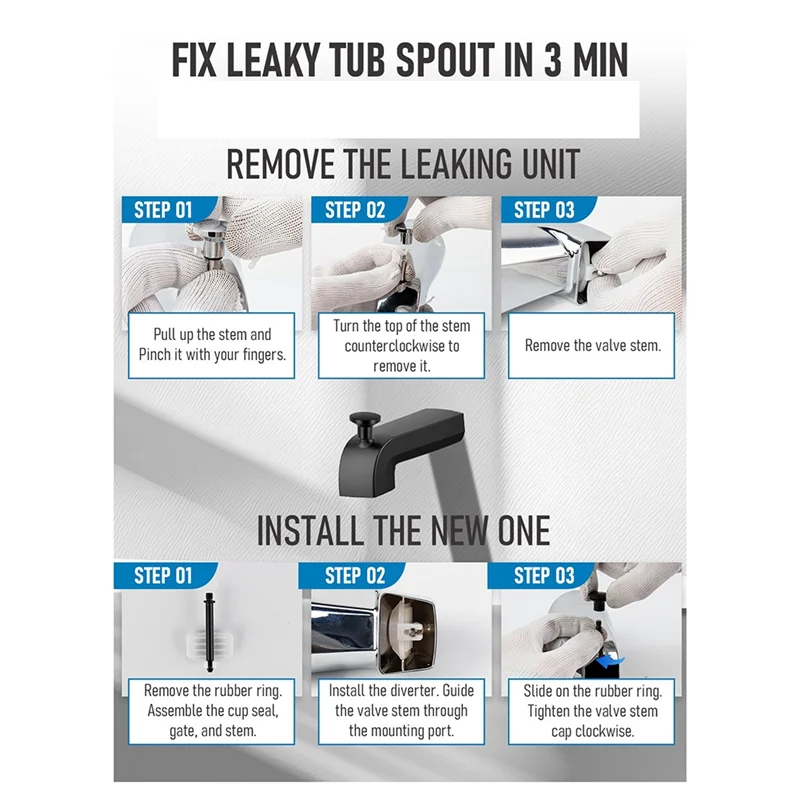 Универсальный комплект для ремонта переключателя носика для ванны YLS-2-Pack, герметичные запасные части для ремонта смесителей для ванны