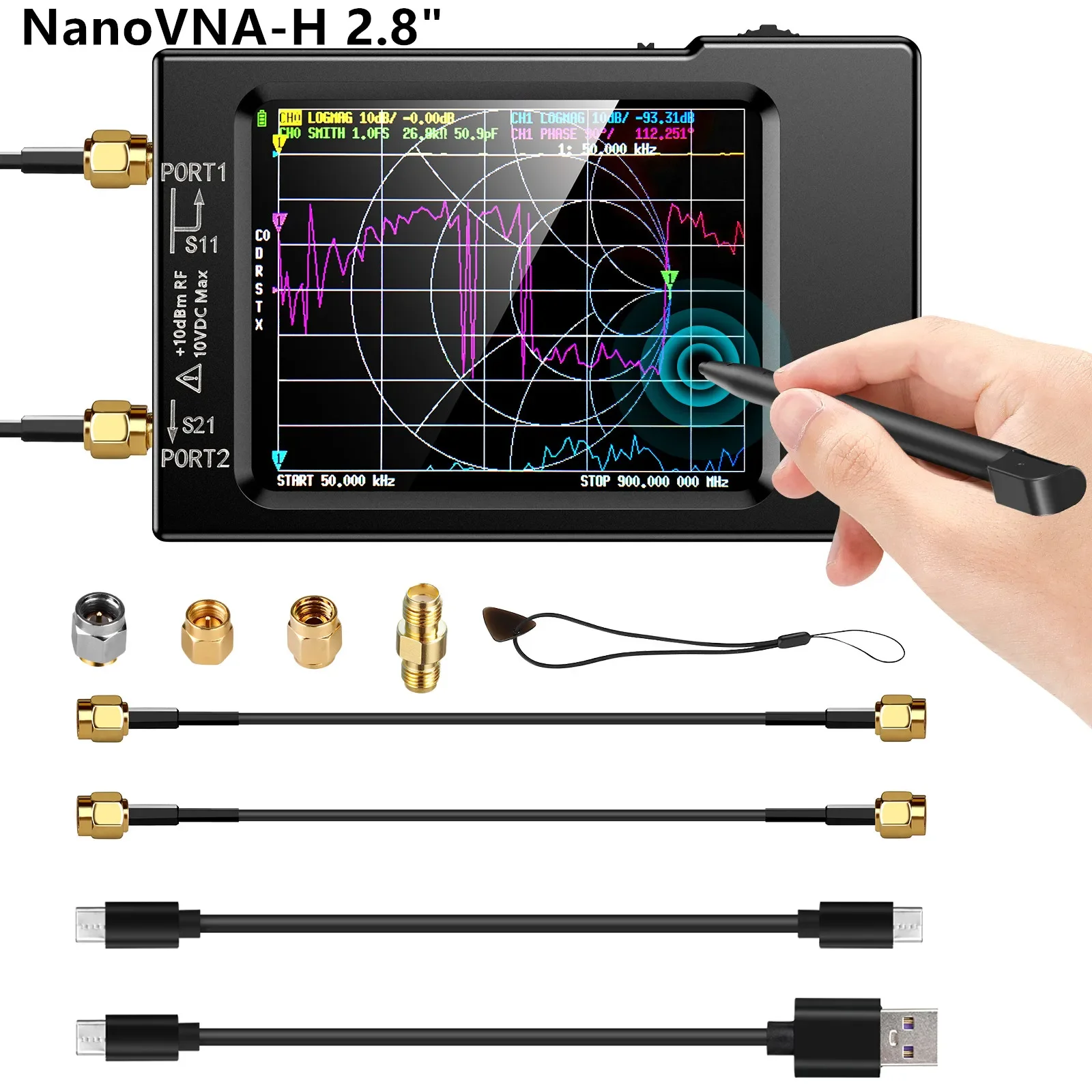 สถานที่แล้ว NanoVNA-H Vector Network เครื่องวิเคราะห์เสาอากาศ 10KHz-1.5GHz ช่องเสียบการ์ด SD รองรับ 32G Digital Nano VNA-H Tester
