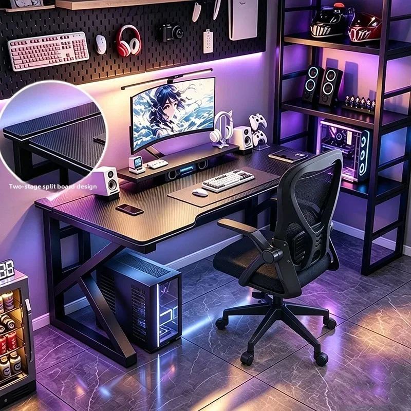Computer desk Desktop household carbon fiber desktop learning writing workbench Bedroom long game e-sports desk