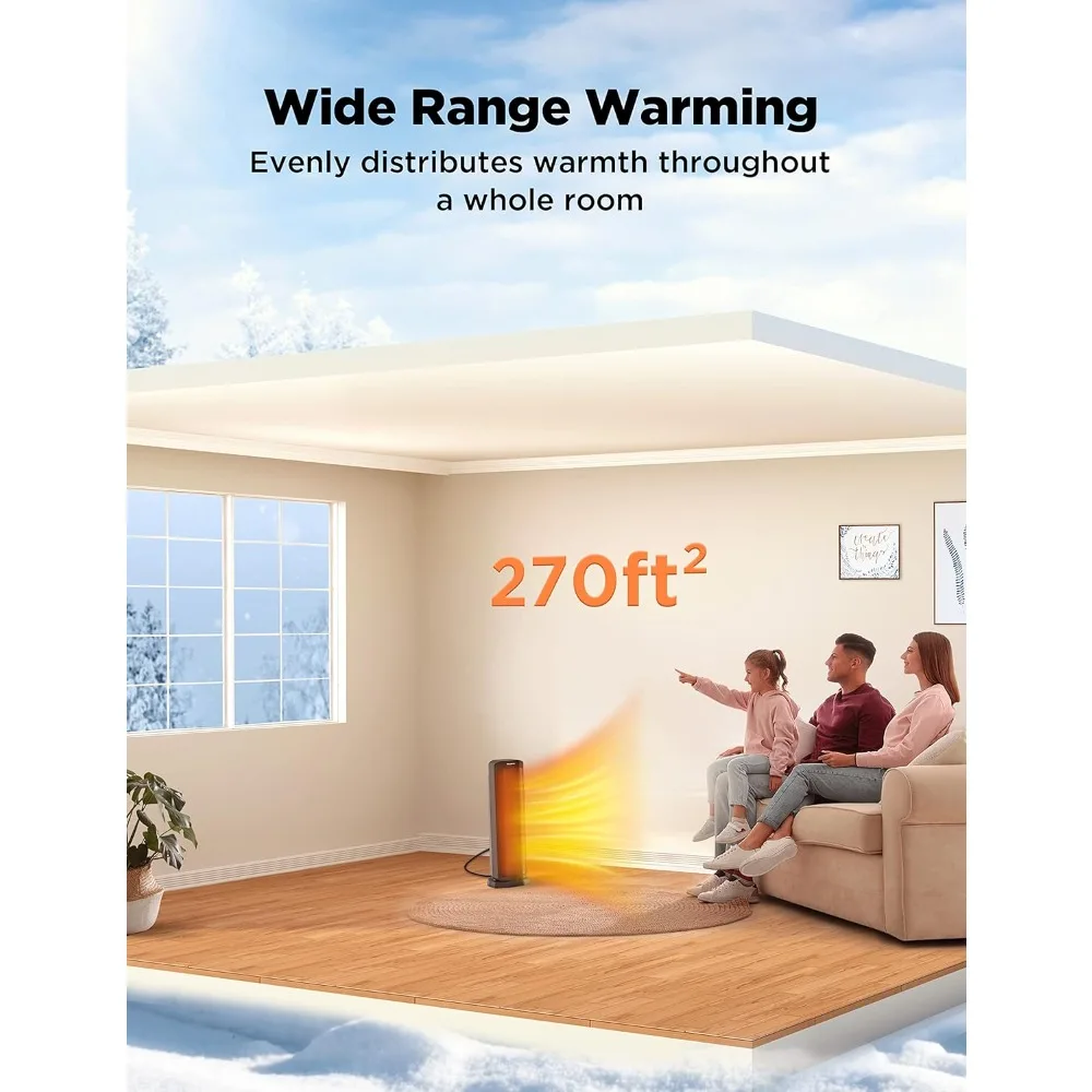 1500W Tower Space Heater for Indoor use in with Oscillation, Remote Control, Programmable Thermostat, Timer, Touch Screen