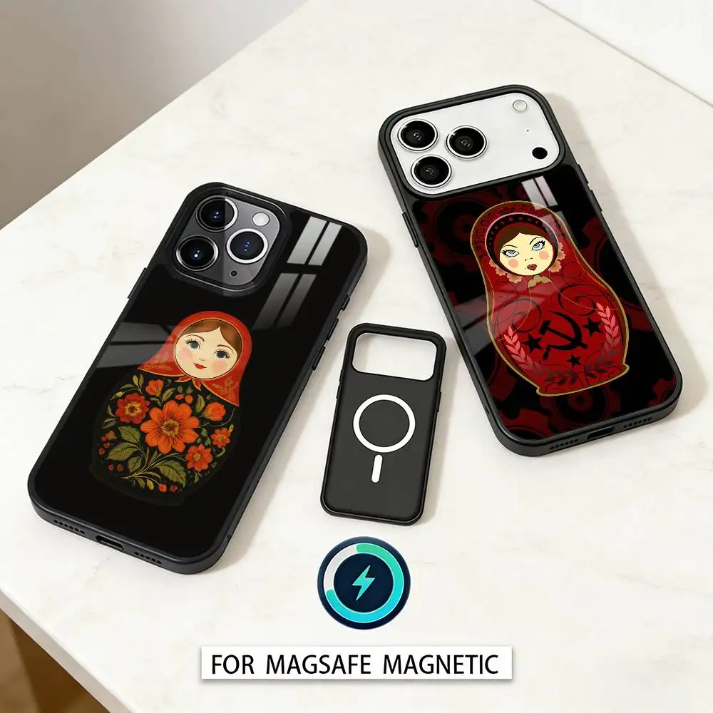 

Russian Dolls M-Matryoshka Phone Case Magnetic For iPhone17 16 15 14 13 12 Pro Max For Magsafe Wireless Charging Cover