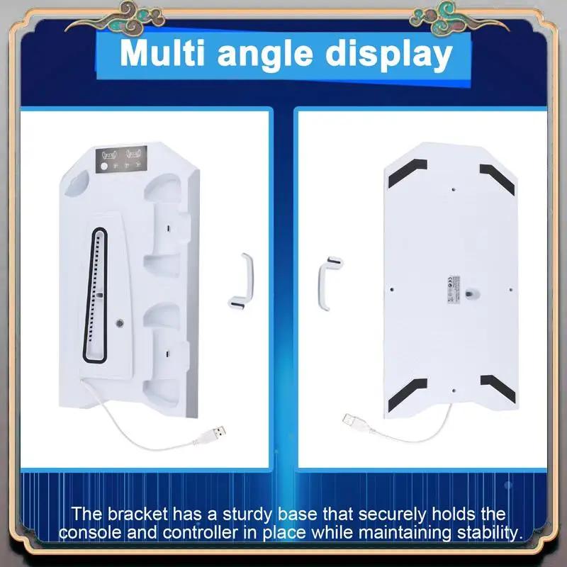

Durable Vertical Cooling Stand For Ps5/Ps5 Slim Console Fast Charging Station For Playstation5 Gamepad Charging Dock