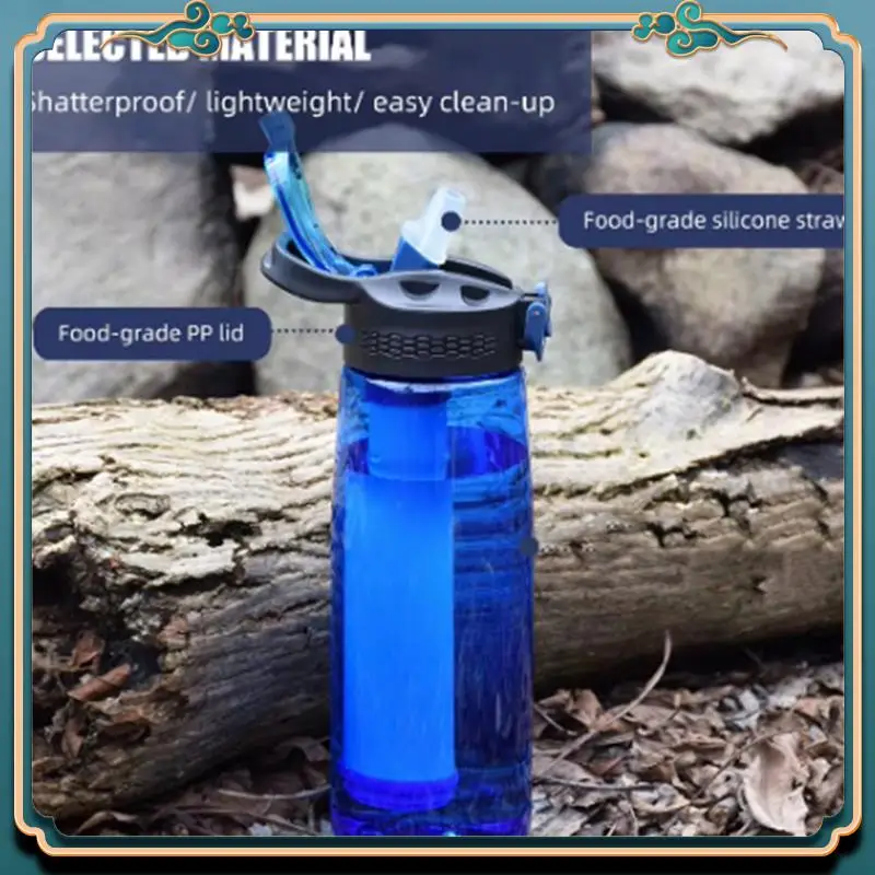 Latest Water Bottle With Water Filter Lockable Lid BPA Free Water Purifier Bottle For Travel, Hiking, Camping, Emergency