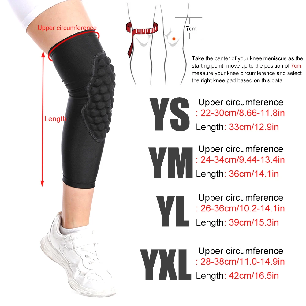 청소년 농구 무릎 슬리브 충돌 방지 패드, 긴 다리 무릎 패드, 보호 기어, 소년 소녀 관절 보호, 1 개