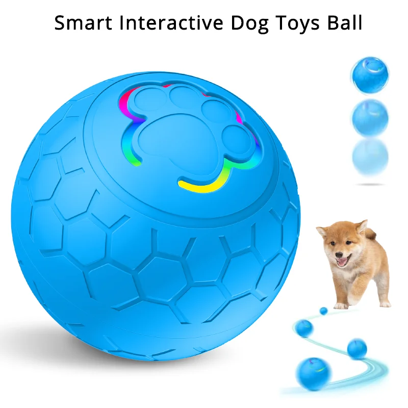 Electric Interactive Dog Ball Toys With Led Lilght Automatic Moving Smart Ball Dog Color Changing Bouncing Rotating Pet Products