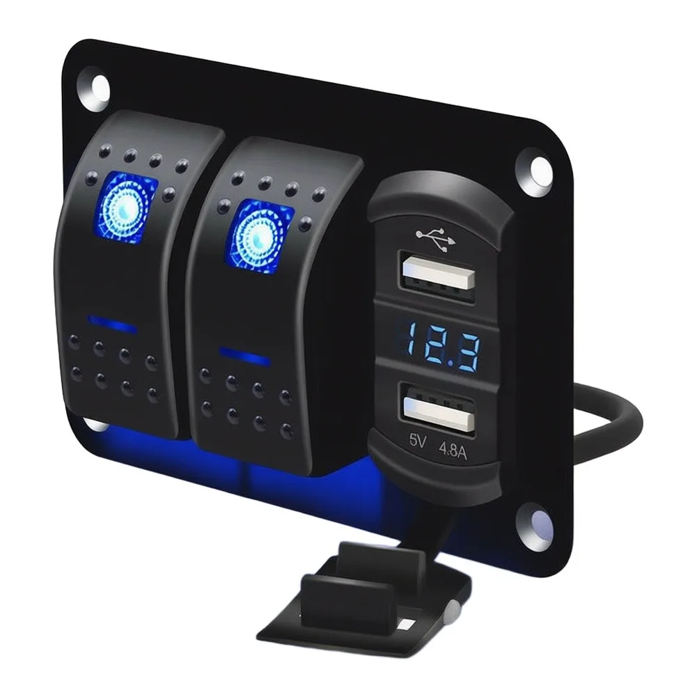 Car Blue LED 2+1 3 Gang Multiple Panel Combination Switches For Cars Marine RV Truck Fog Lamp Switch Car Accessories