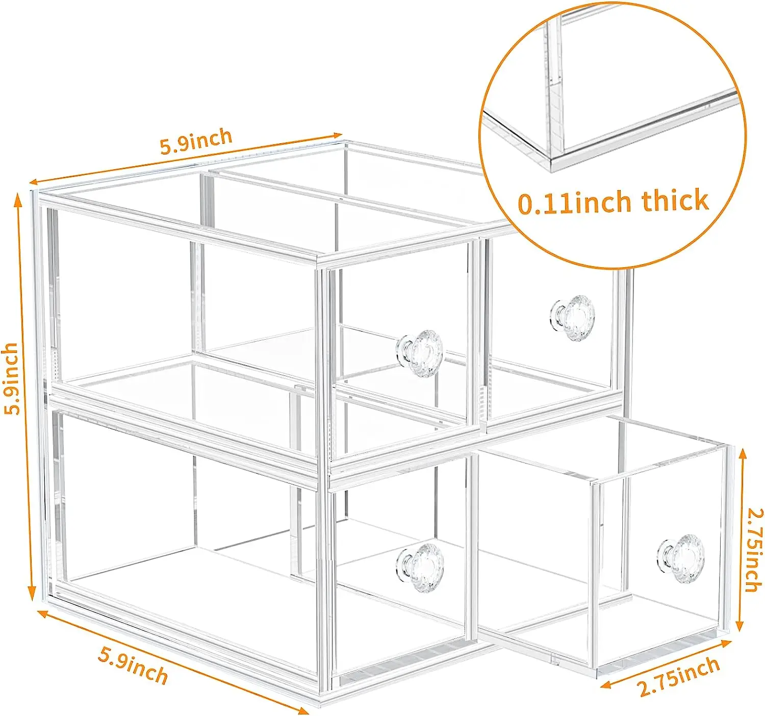 Acrylic Makeup Organizer Countertop Cosmetics Storage Display Case for Jewelry Bathroom Accessories