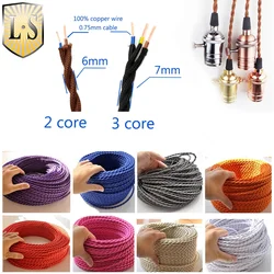 Copper Wire Stranded Braid Twisted Wire DIY Light Fixture Pendant Lamp Retro Power Cord 2*0.75mm Lamp Cap Wire Gold/Black/White