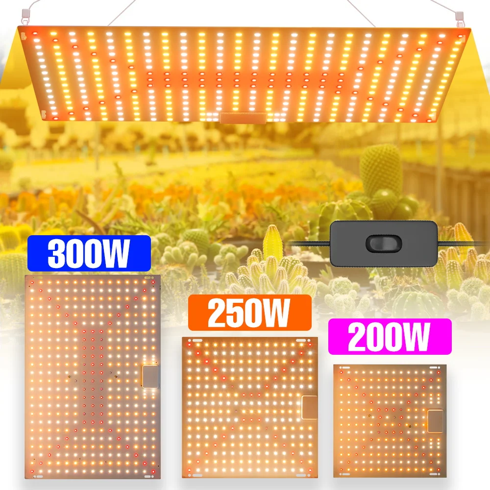 

300 Вт светодиодный светильник для выращивания растений, полный спектр, квантовая доска, лампа для комнатных растений, УФ/ИК, тепличная палатка, вилки для выращивания фруктов, вилка США/ЕС