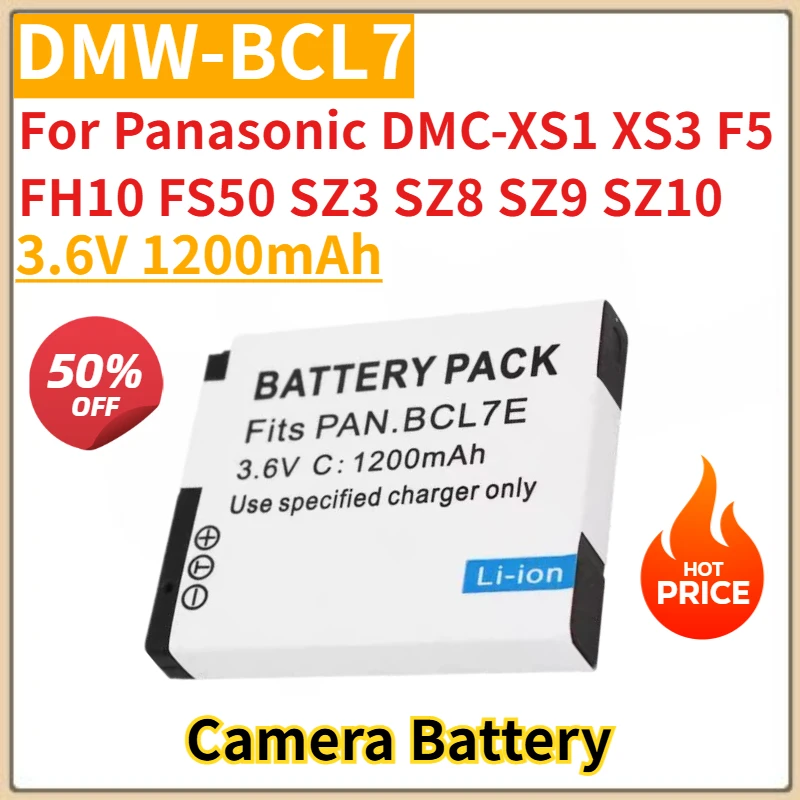 

New Replacement Rechargeable Camera Battery 3.6V 1200mAh DMW-BCL7 for Panasonic DMC-XS1 XS3 F5 FH10 FS50 SZ3 SZ8 SZ9 SZ10