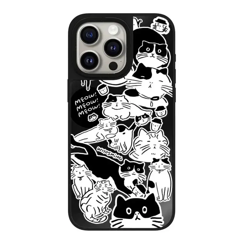 Funda de teléfono magnética con espejo de Graffiti de moda personalizada, funda para IPhone 12, 13, 14, 15, 16 Pro Max, 16 Pro Max